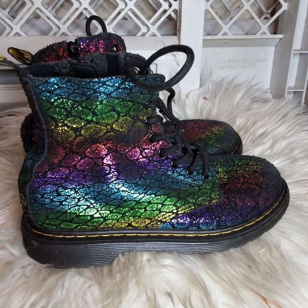 Dr. Martens iridescent croc pascal 1460 lace/ zip combat boots 3